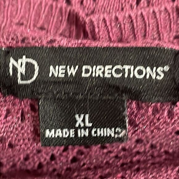 NWOT New Directions mauve crochet style blouse.  Size XL extra large 14/16 - Picture 6 of 7